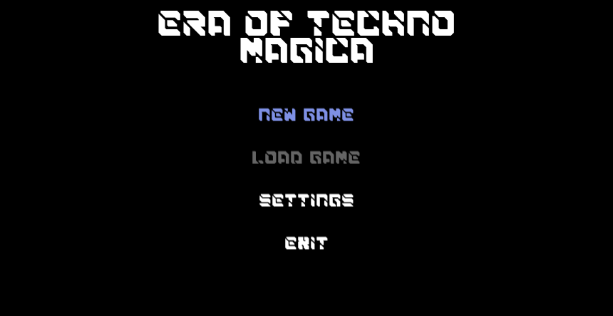 The main menu of Era of Techno Magica